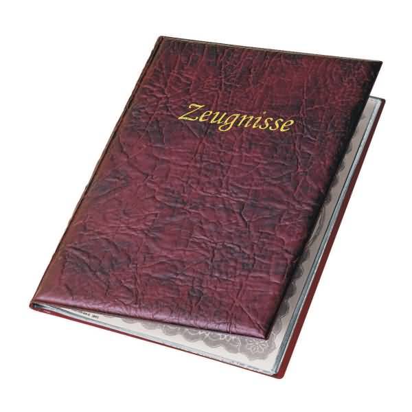 Zeugnismappe A4 mit 10 Taschen weinrot-0