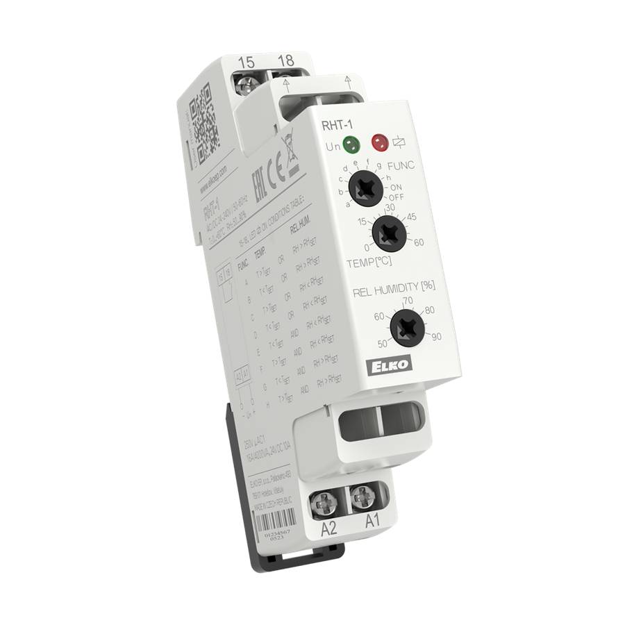 ELKO EP RHT-1 Hygrothermostat, 0 bis +60°C, 50-90% rF, 24-240V AC/DC, 16A-0