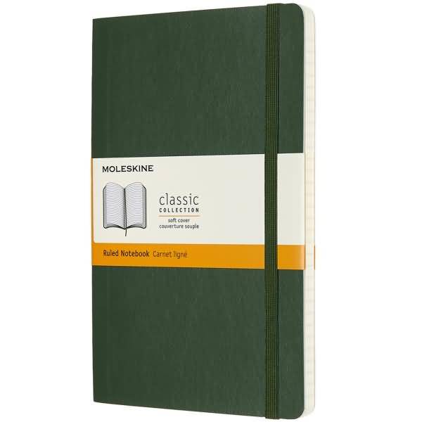 Notizbuch Large A5 liniert Softcover myrtengrün