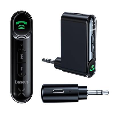 Baseus Qiyin Bluetooth Audio Adapter Car Kit Freisprecheinrichtung Receiver AUX Mini-Jack PKW LKW Auto schwarz