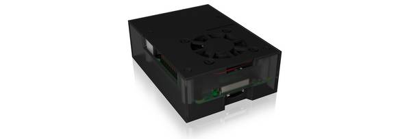 IB-RP108, Gehäuse für Raspberry Pi® 4, Aluminiumldeckel und -boden, Acrylrahmen, schwarz/antrazit