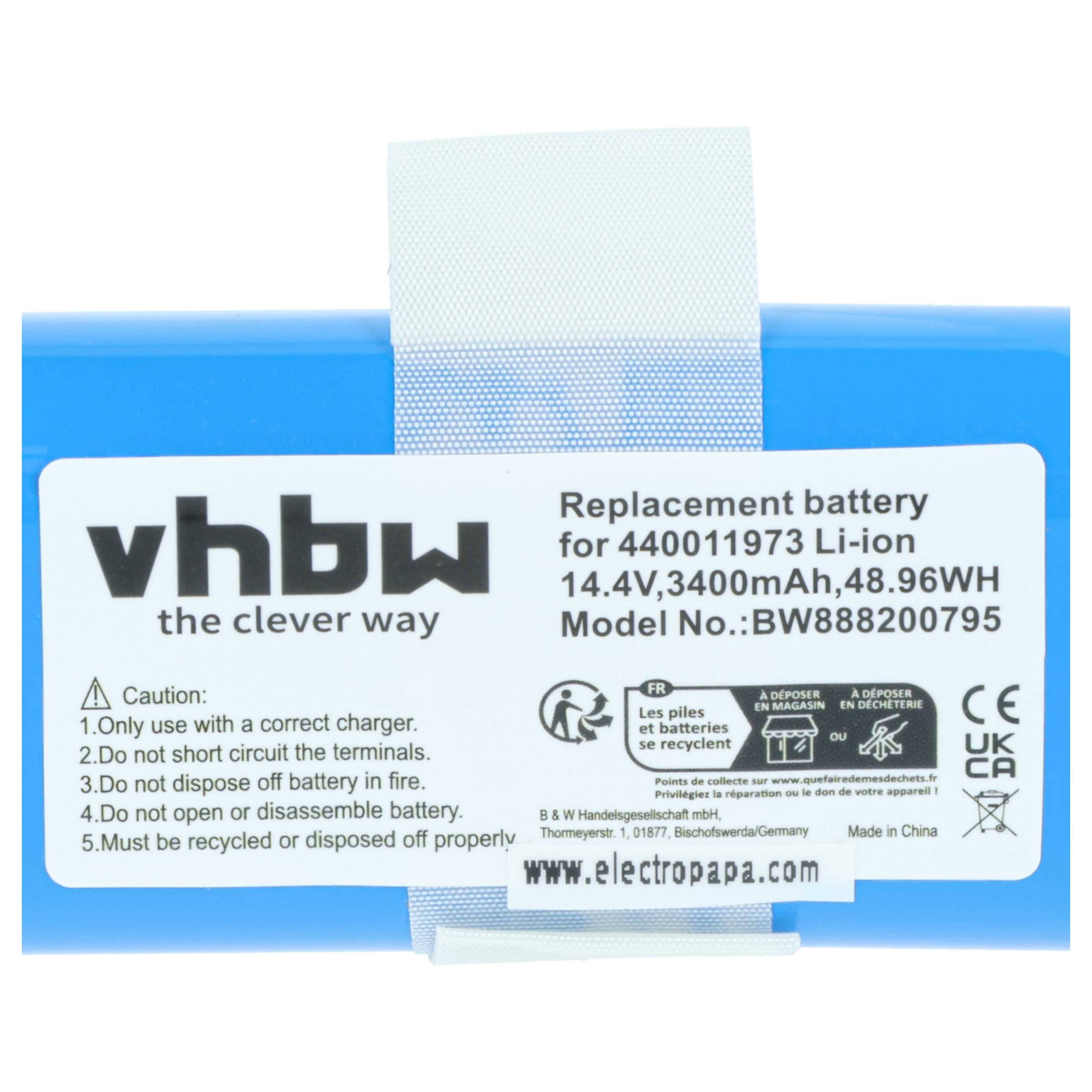vhbw Akku kompatibel mit Hoover Rogue BH70970 | 970 Wi-Fi Connected Robotic Vacuum Saugroboter (3400 mAh, 14,4 V-3