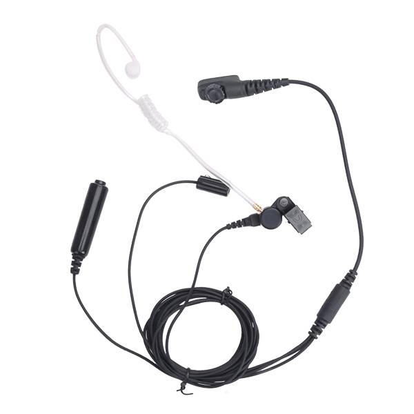 HYTERA Tarn-Sprechgarnitur schwarz 3-Kabel, separate Sendetaste, Mikrofon und transparenter Schallschlauch EAN18-0