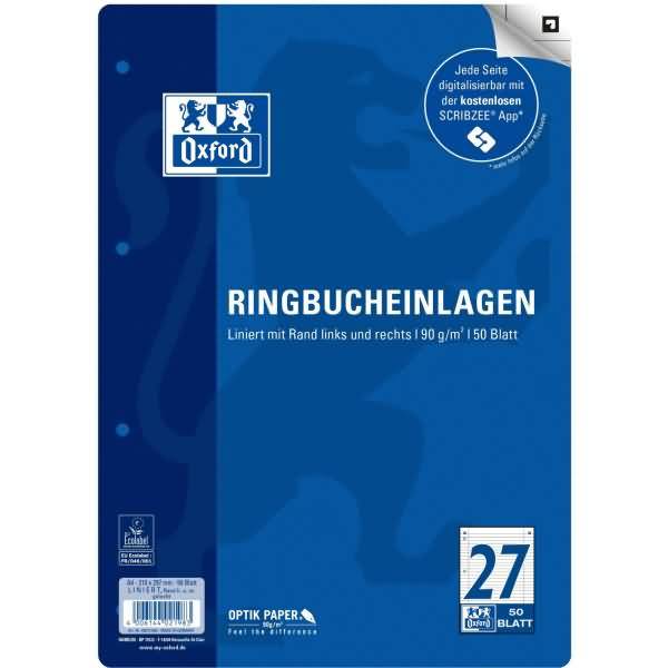 Ringbucheinlagen A4 90g/qm 50 Blatt Lineatur 27 Scribzee kompatibel-0