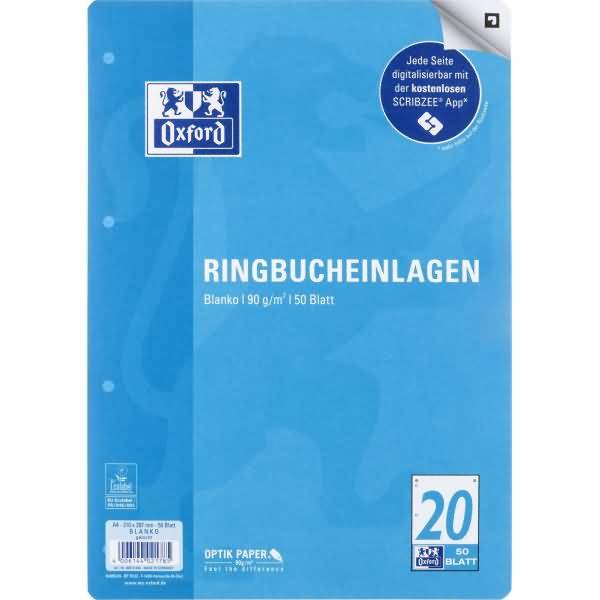 Oxford Ringbucheinlagen DIN A4 blanko 50 Blatt 5402090-0