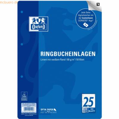 Ringbucheinlagen A4 90g/qm 50 Blatt Lineatur 25 Scribzee kompatibel