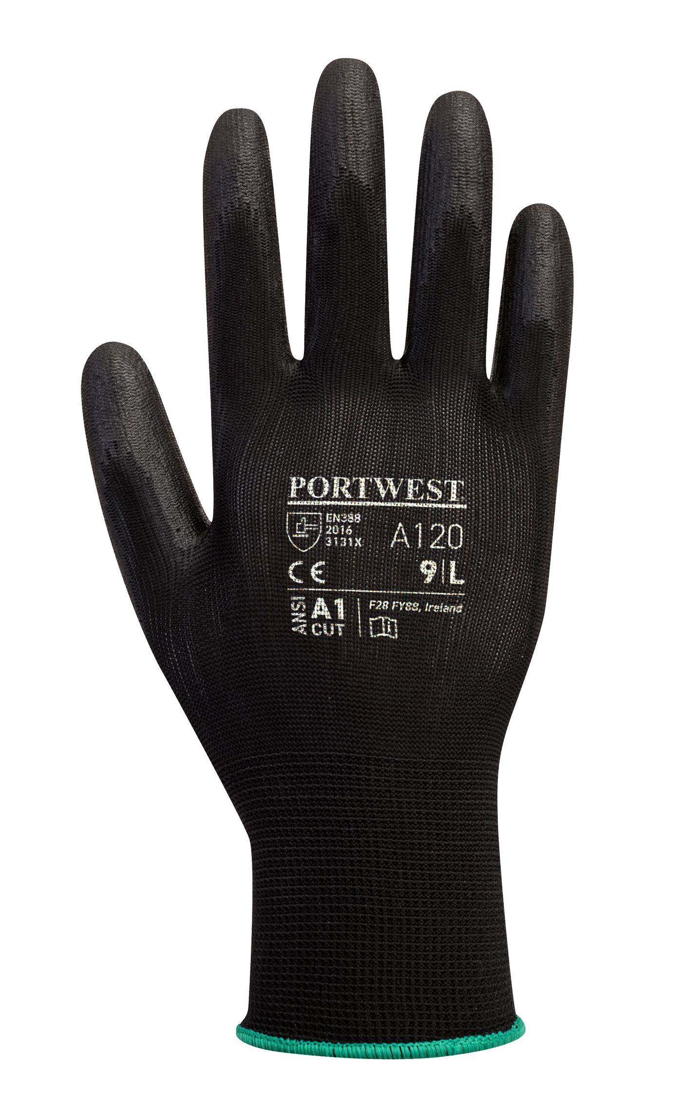 Portwest PU Handflächen Handschuh Farbe: Schwarz, Gr.: 9 (L)-1