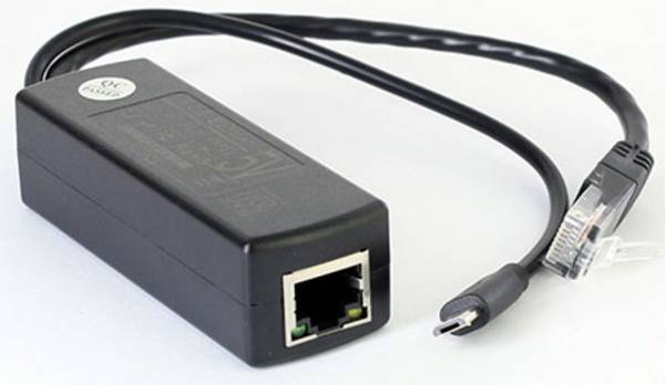 POE Injector/Splitter (POE IEEE 802.3af/at zu Micro-USB 5V/2.4A + LAN) [für z.b. Raspberry Pi B/B+/2/3]