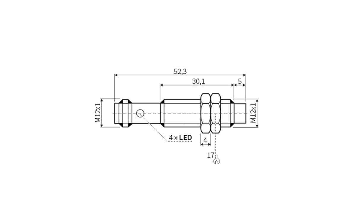 Induktiver Sensor M12 8mm IP67 - M12x1 - AI055 - autosen-1
