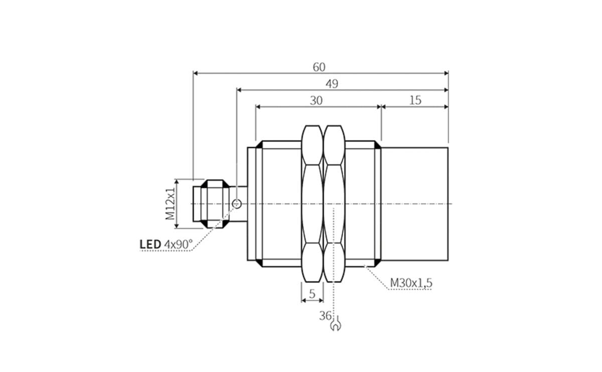 Induktiver Sensor M30 22mm IP69K - M30x1,5 - AI049 - autosen-1