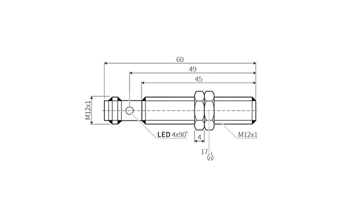 Induktiver Sensor M12 4mm IP69K - M12x1 - AI040 - autosen-1