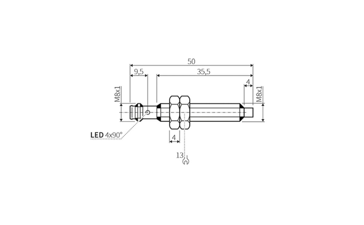 Induktiver Sensor M8 4mm IP67 - M8x1 - AI051 - autosen-1