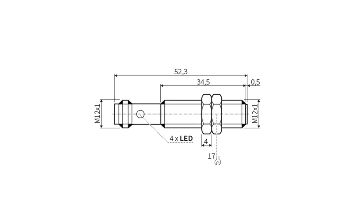 Induktiver Sensor M12 4mm IP67 - M12x1 - AI054 - autosen-1