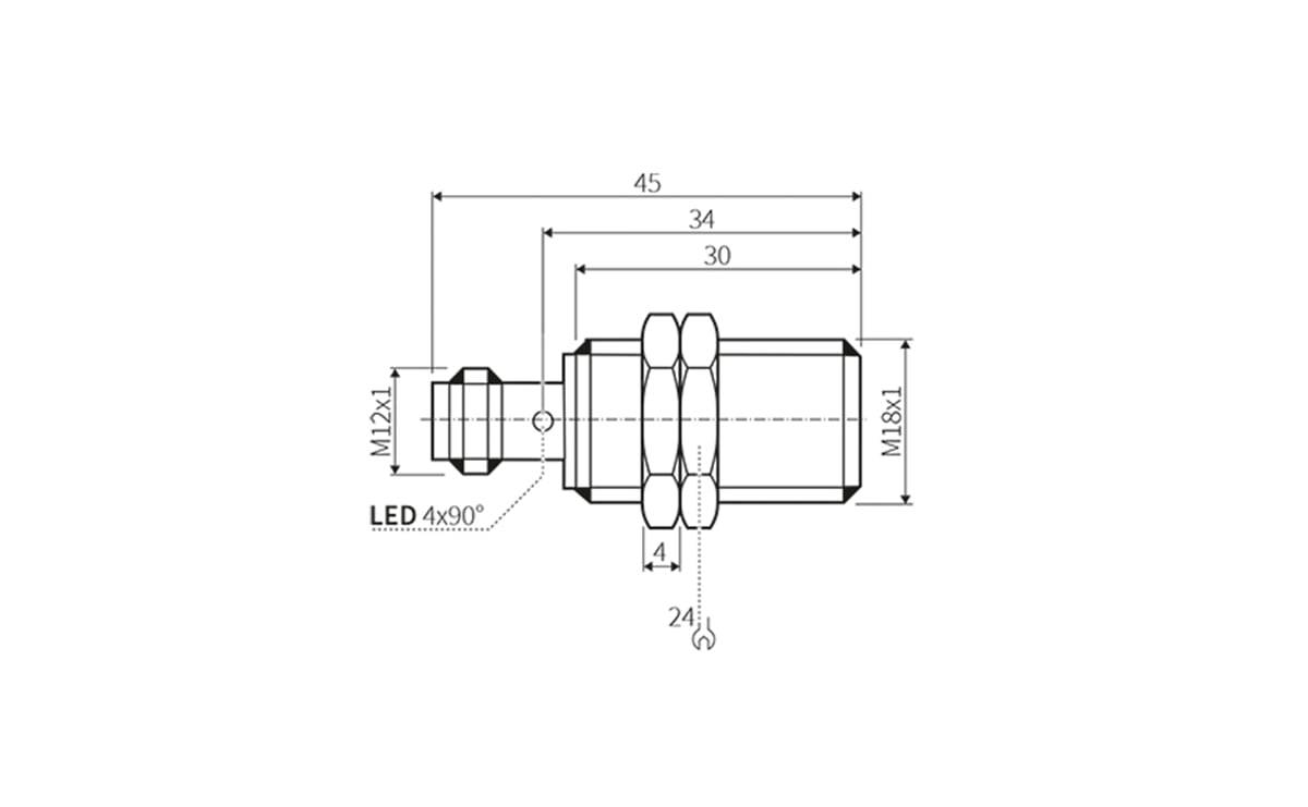 Induktiver Sensor M18 8 mm IP69k - M18x1 - AI026 - autosen-2