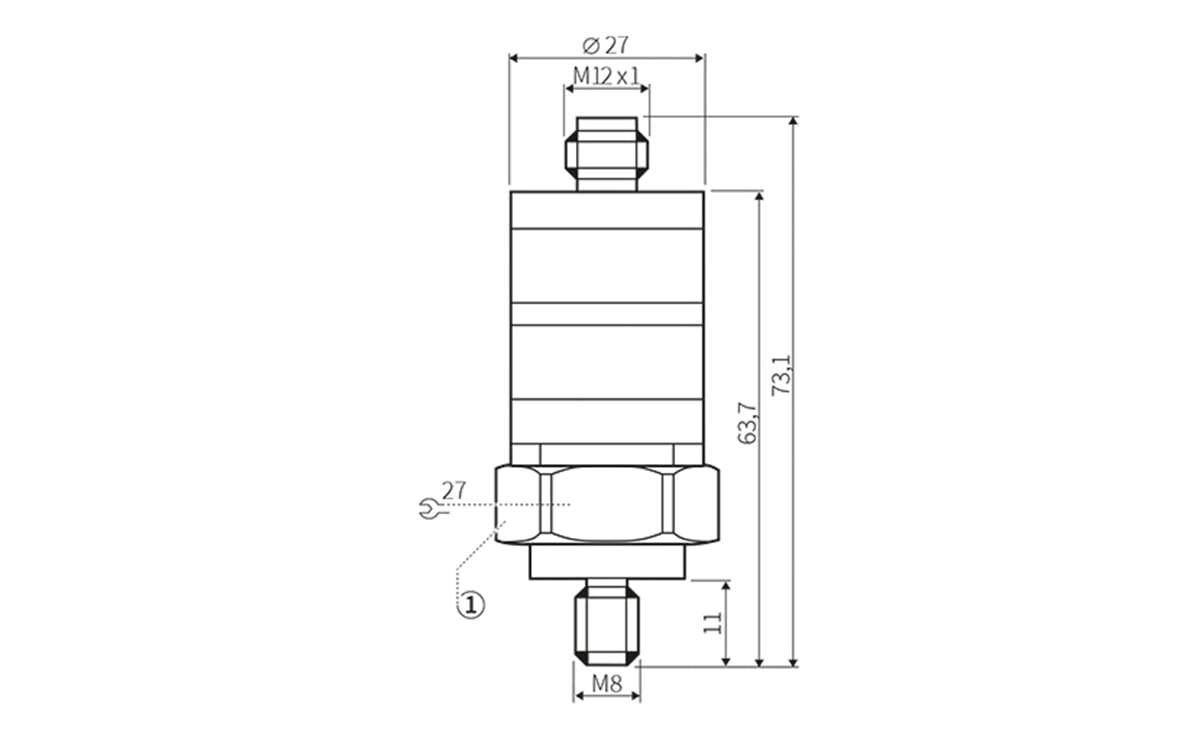 Vibrationssensor 0-25mm/s 1-1000Hz einstellbar ISO10816 - M12,Kontakte vergoldet,4-Polig - AV002 - autosen-1