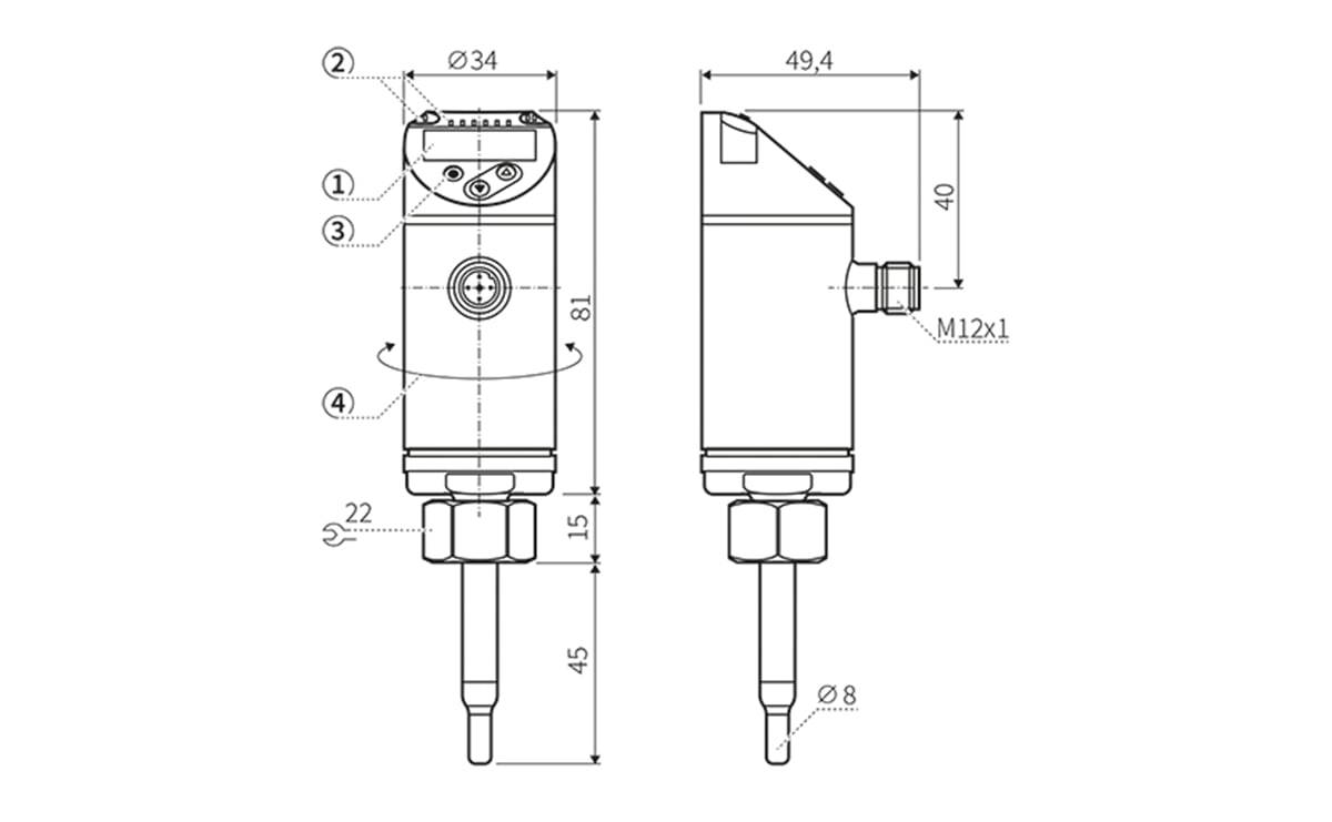 Kalorimetrischer Strömungssensor Programmierbar M18x1,5I - Innengewinde,M18 x 1,5,Für Adapter - AS005 - autosen-2