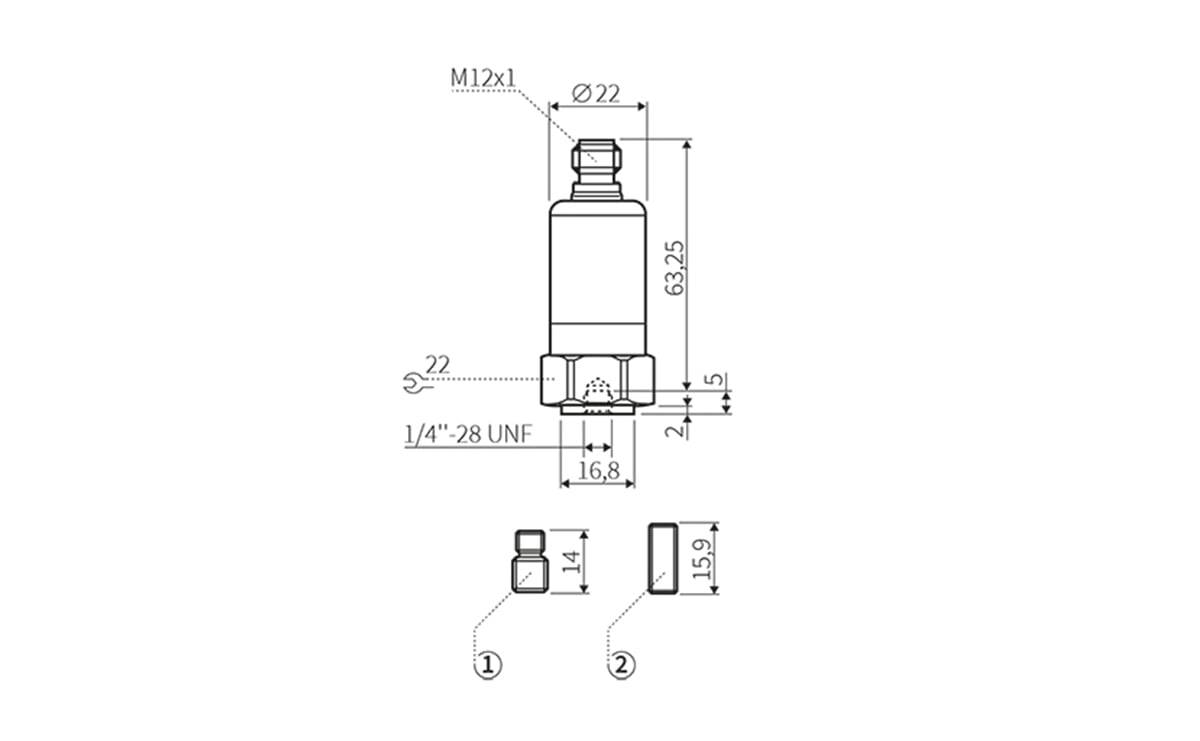 Vibrationssensor 0-25mm/s 1-1000Hz ISO10816 - M12,Kontakte vergoldet - AV001 - autosen-1