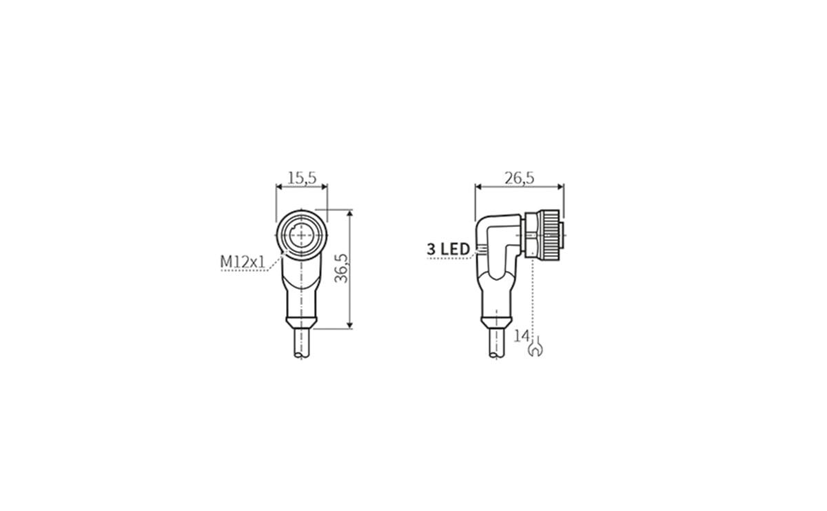 Sensorleitung M12 4P PUR 2m IP69K - 2 m - PUR-Kabel - AA007 - autosen-2