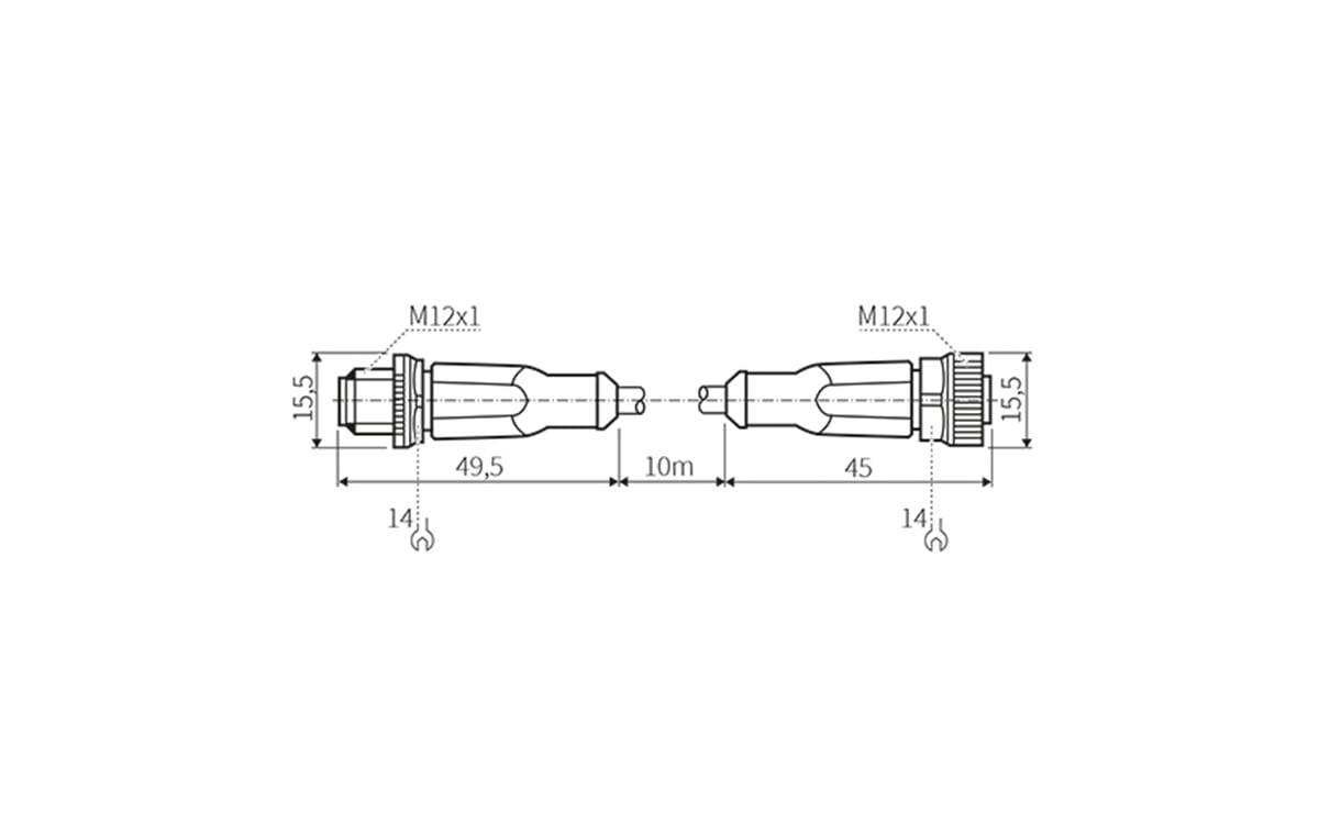 Verbindungsleitung M12/M12 4P PUR 10m IP69K - 10 m - AA205 - autosen-2