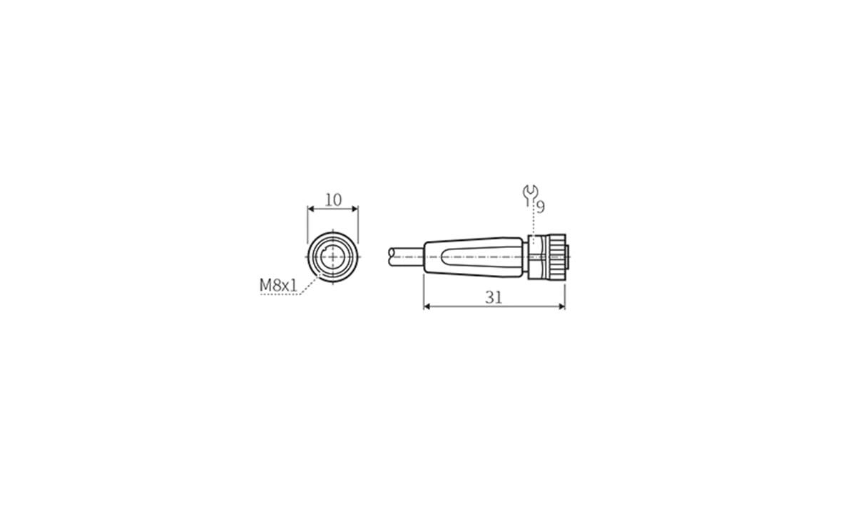 Sensorleitung M8 4P PUR 2m IP69K - 2 m - PUR-Kabel - AA009 - autosen-2