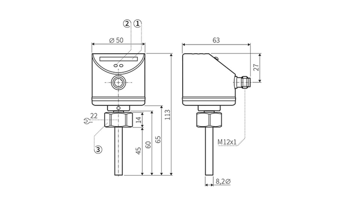 Kalorimetrischer Strömungssensor M18x1,5I - Innengewinde,M18 x 1,5,Für Adapter - AS001 - autosen-1