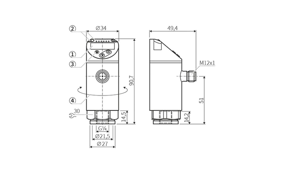 Drucksensor G1/4I Programmierbar (elektronisch) - Innengewinde,G 1/4 - 25 bar - AP007 - autosen-1