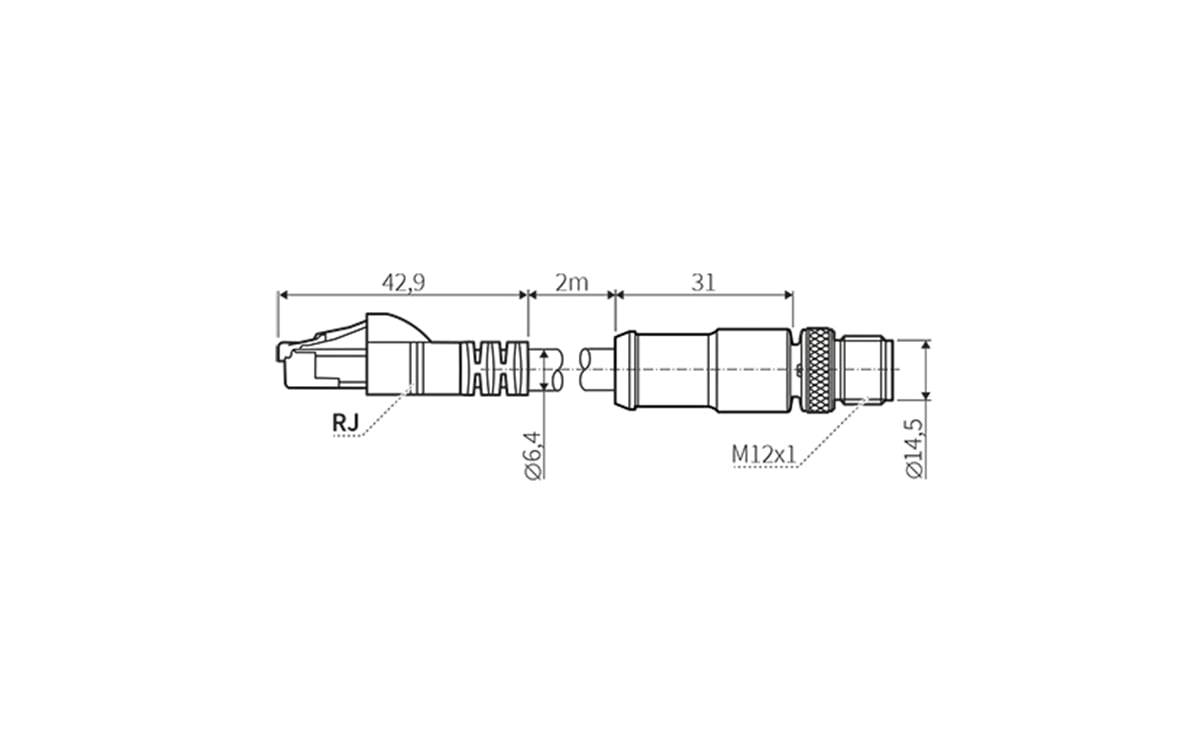 Ethernet-Kabel M12 RJ45 - 2 m - PUR-Kabel - AA036 - autosen-2