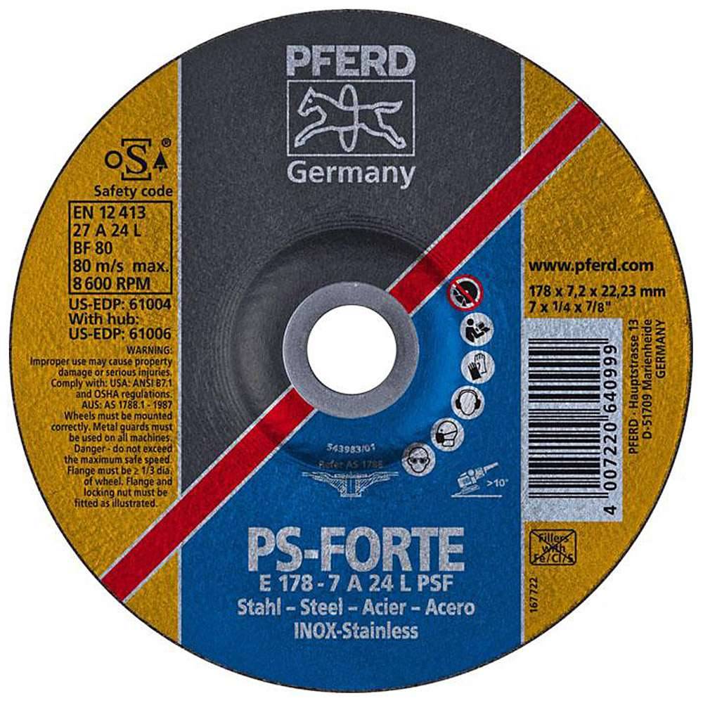 Schruppscheibe gekröpft PSFSTEELOX 180x7mm PFERD