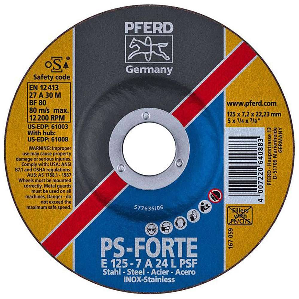 Schruppscheibe gekröpft PSFSTEELOX 125x7mm PFERD-0