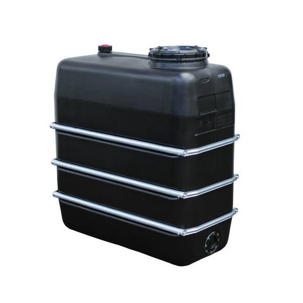 Lagertank - KTW- und KSW-Zulassung - Volumen 1500 l - Graf® - Maße (L x B x H) 1560 x 720 x 1640 mm - Anzahl Bandagen 3 Stück - Anzahl Verschraubungen 1 Stück - Gewicht 70 kg - Farbe schwarz