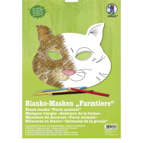 Masken blanko VE=6 Stück Farmtiere