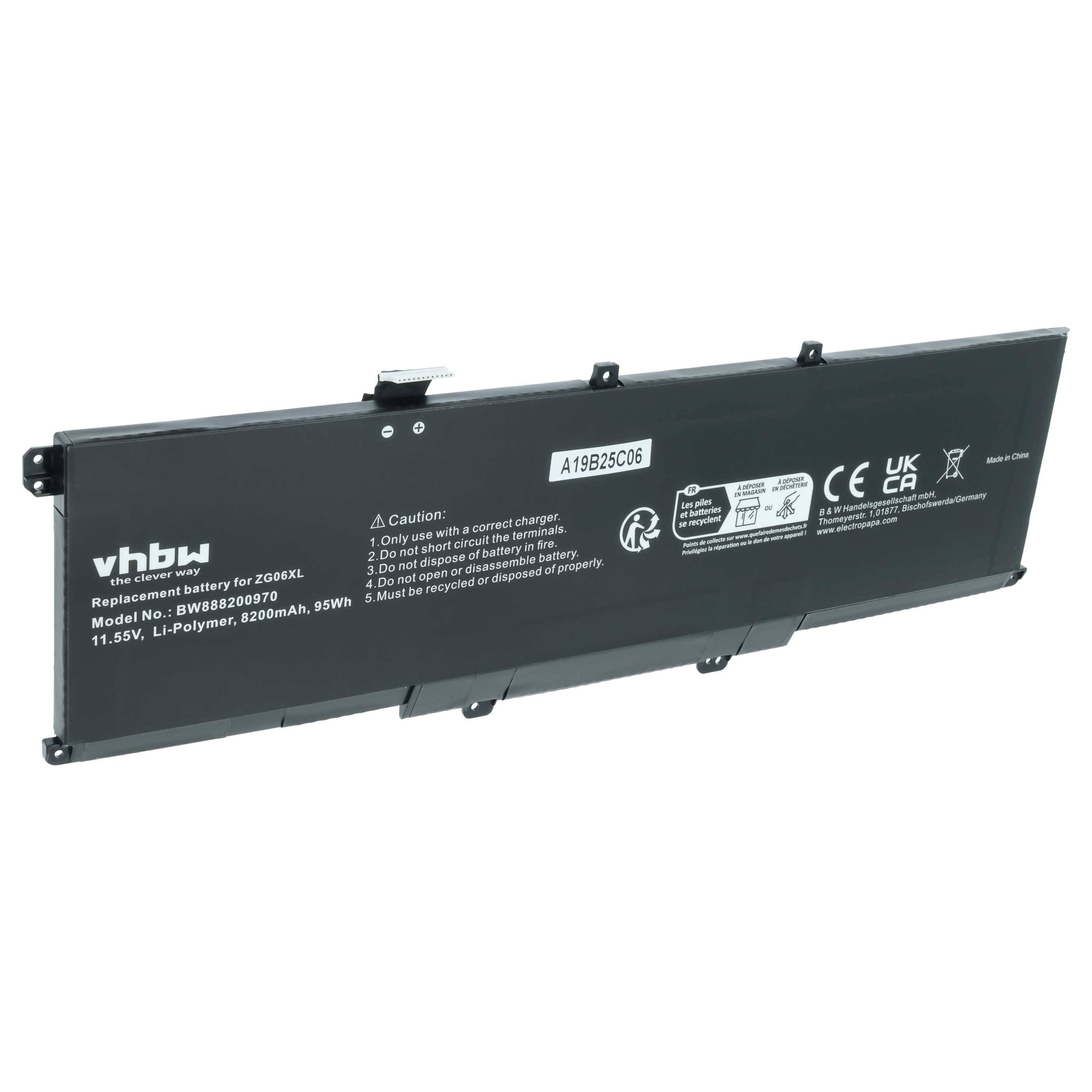 vhbw Akku kompatibel mit HP ZBook Studio G5 2ZC49EA | G5, G5 2ZC51EA, G5 2ZC50EA, G5 2ZC52EA Notebook (8200 mAh, 11,55 V-0