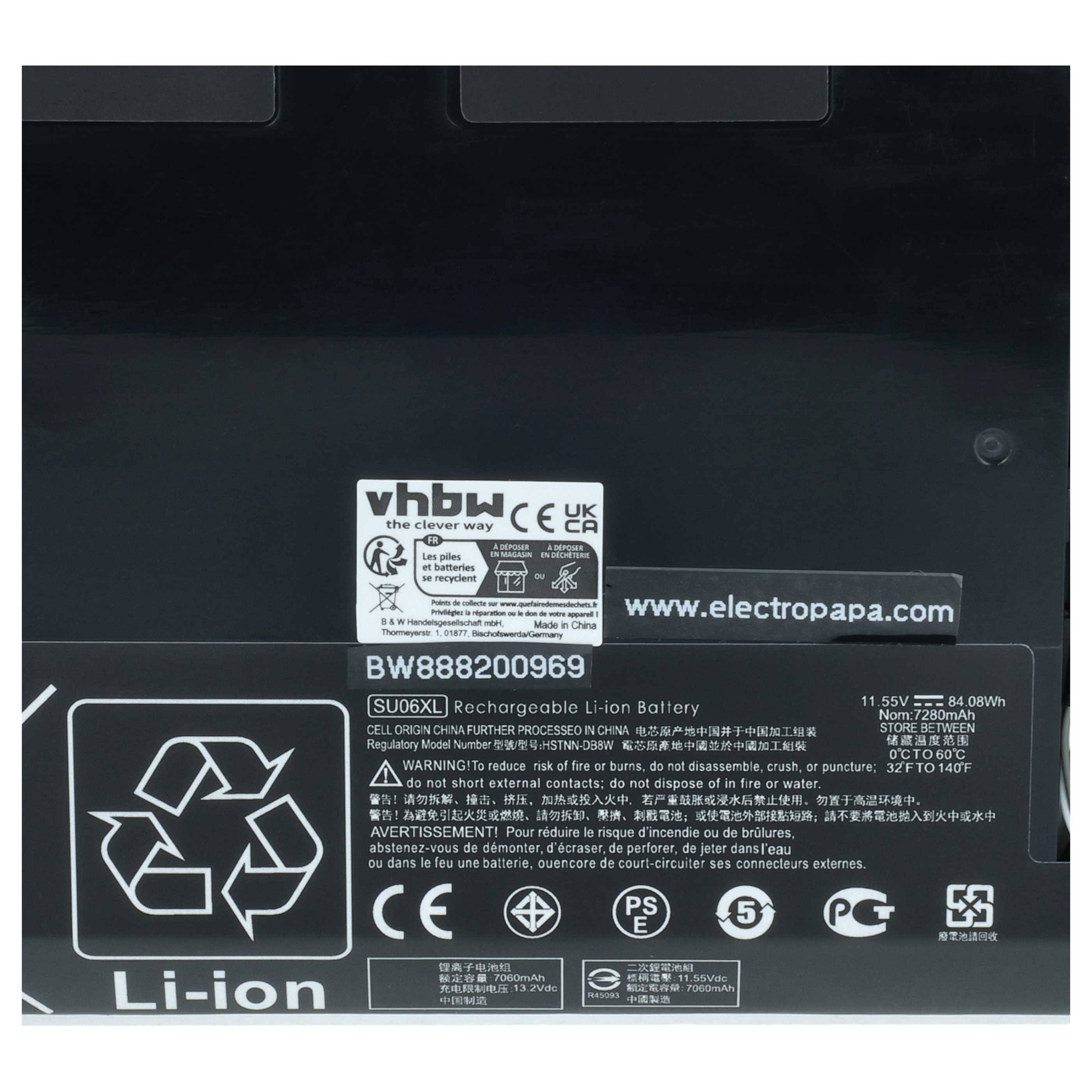 vhbw Akku kompatibel mit HP Spectre x360 15-DF0025NB | 15-DF0026NA, 15-DF0023DX, 15-DF0025NA Notebook (7100 mAh, 11,55 V-2