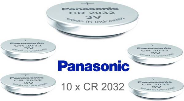 10x Panasonic CR2032 DL2032 ECR2032 Lithium Knopfzellen – Lose Batterien für Uhren, Autoschlüssel, 3V, Lithium