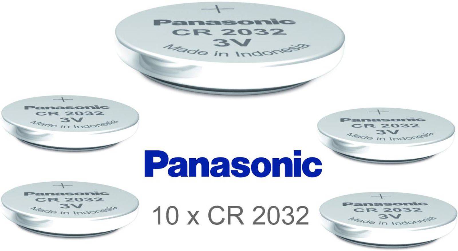 10x Panasonic CR2032 DL2032 ECR2032 Lithium Knopfzellen – Lose Batterien für Uhren, Autoschlüssel, 3V, Lithium-0