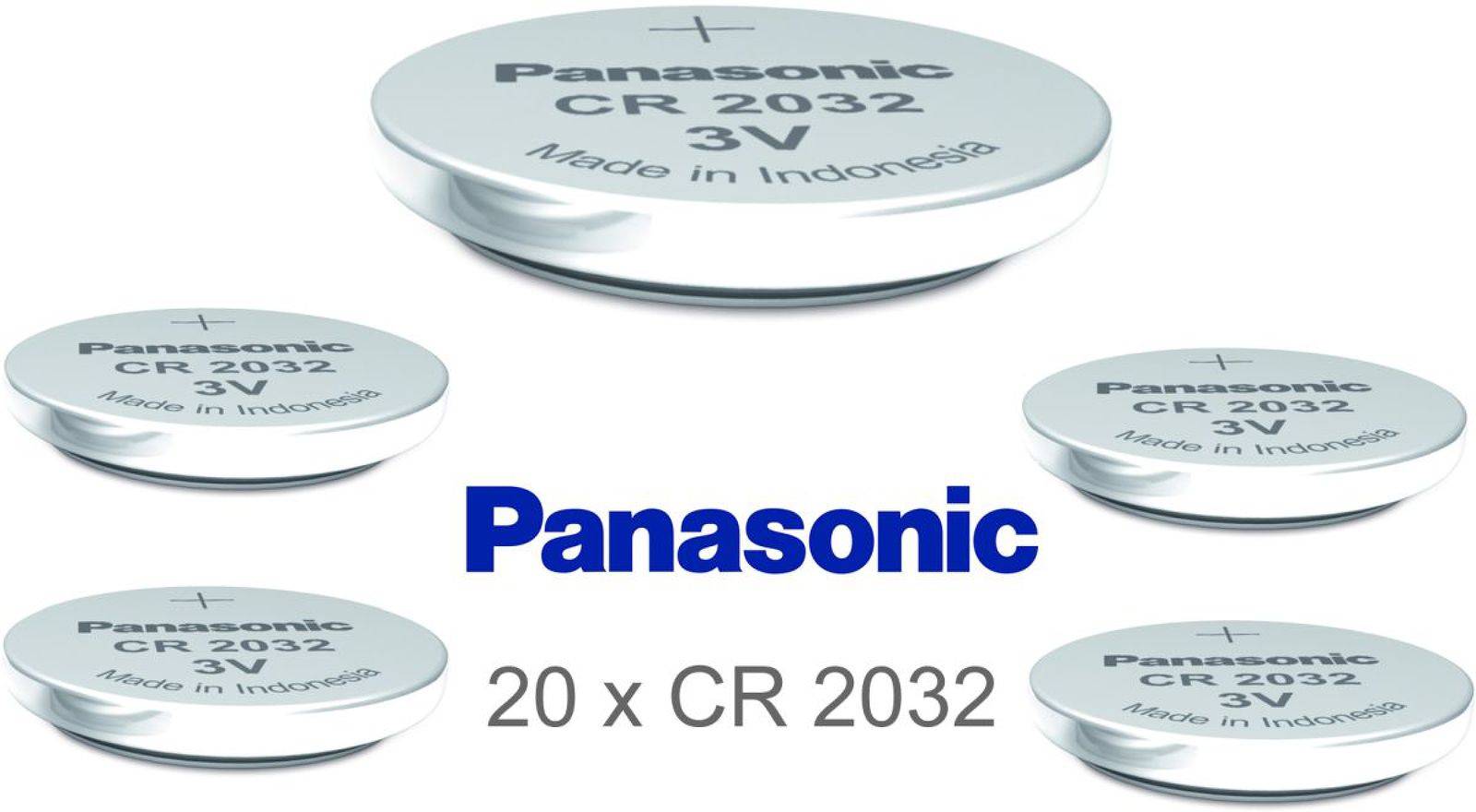 20x Panasonic CR2032 DL2032 ECR2032 Lithium Knopfzellen – Lose Batterien für Uhren, Autoschlüssel, 3V, Lithium-0