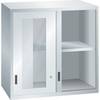 Aufsatzschrank H1000xB1023xT725mm lichtgrau/lichtgrau Sichtfenster-Schiebetüren