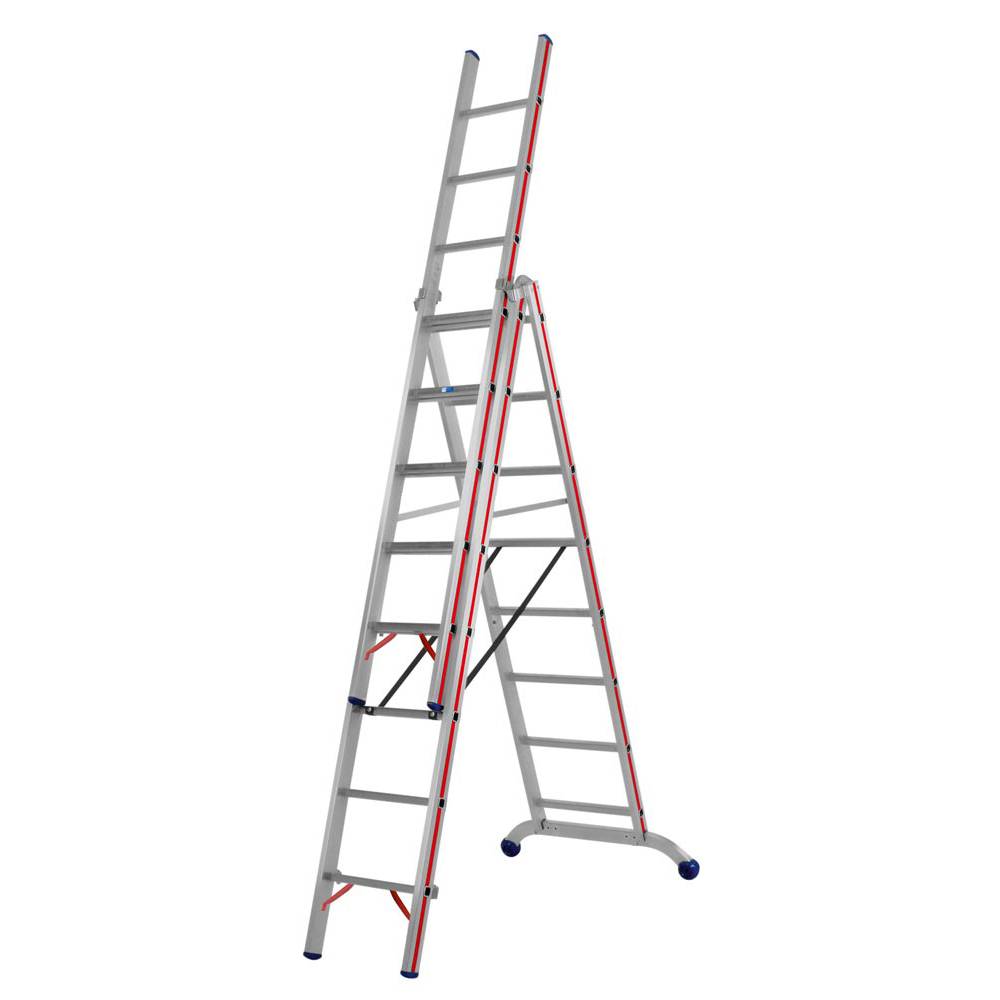 Allzweckleiter, 3-tlg., 3x9 Sprossen,Leiterl. 6630 mm, als Stehleiter 4420 mm-0