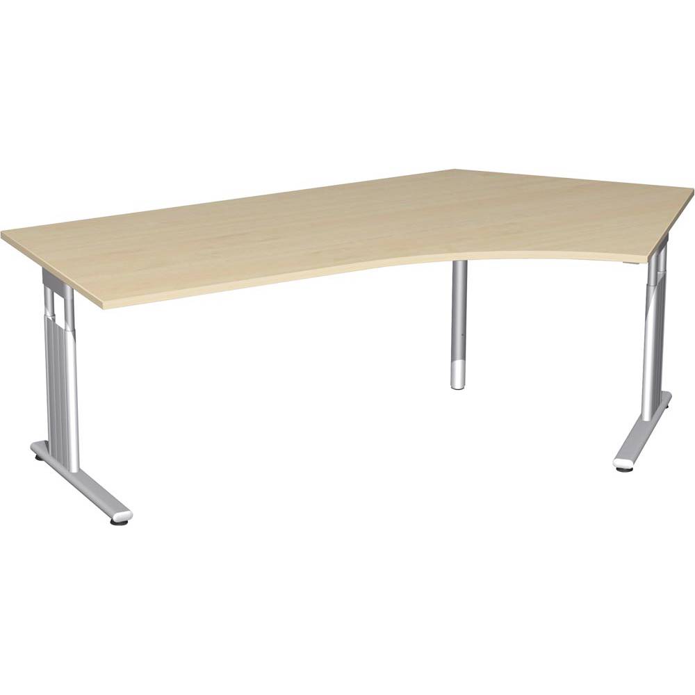 PC-Arbeitstisch H680-820xB2166xT1130mm 135Grad re.Ahornde C-Fuß silber GERAMÖBEL