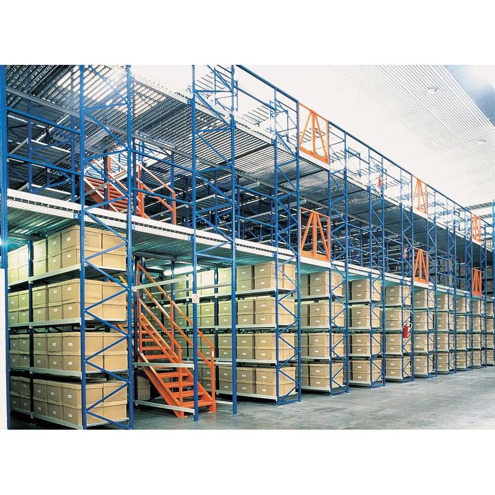 Weitspannregal, Anbaufeld, 4 Ebenen mit Stahlpaneelen, Fachlast 670 kg, BxTxH 1785x600x2500 mm, Ständer blau, Holme oran-2
