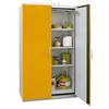Gefahrstoffschrank, BxTxH 1190x598x1935 mm, Innen HPL, 3 Böden, 1 Bodenauffangwanne mit Lochblecheinsatz, Typ 90, RAL 70