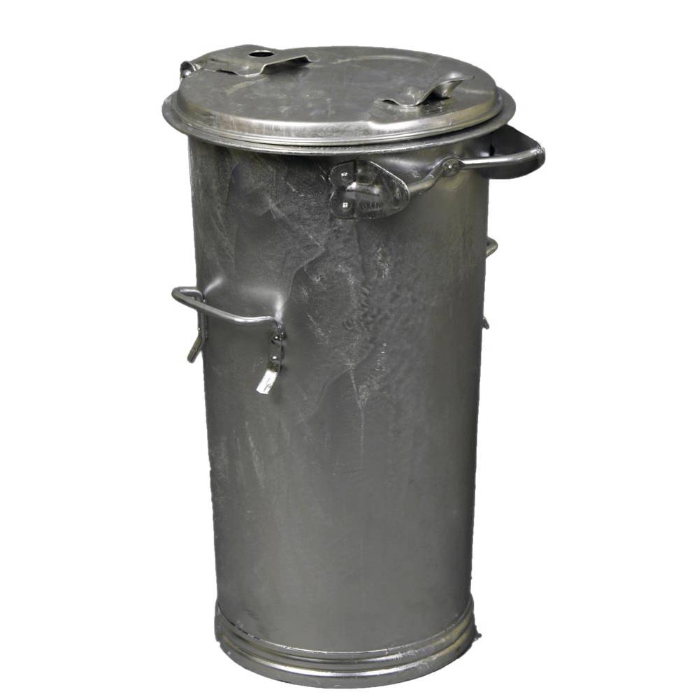 System-Mülleimer ohne Verschlussbügel, Scharnierdeckel, Vol. 50 l, Durchm.xH 387x700 mm, feuerverzinkt-0