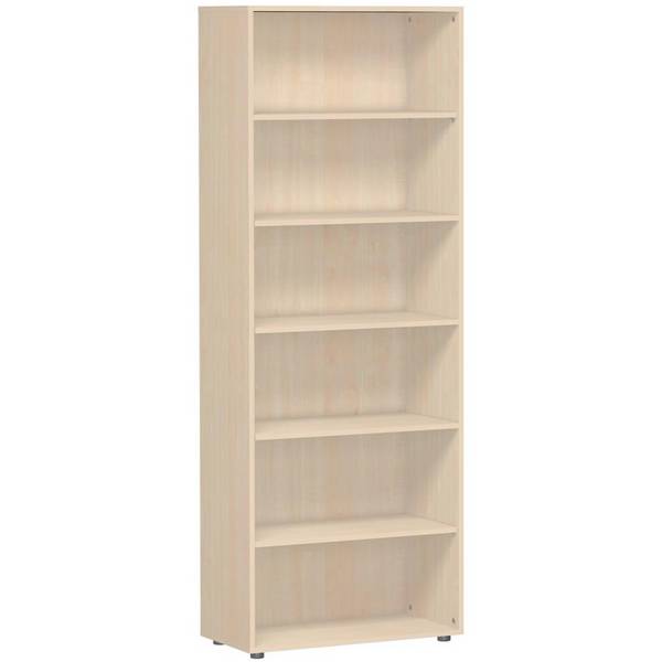 Büroregal, BxTxH 800x400x2160 mm, 6 OH, 5 Böden, Justierfüße, ahorn