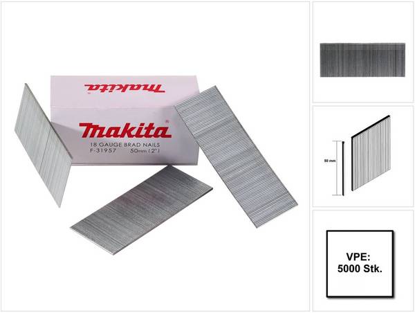 Makita Stauchkopfnagel Brads 50mm 5000 Stück galvanisiert ( F-31957 ) für Makita Nagler DBN500/AF505/AF506
