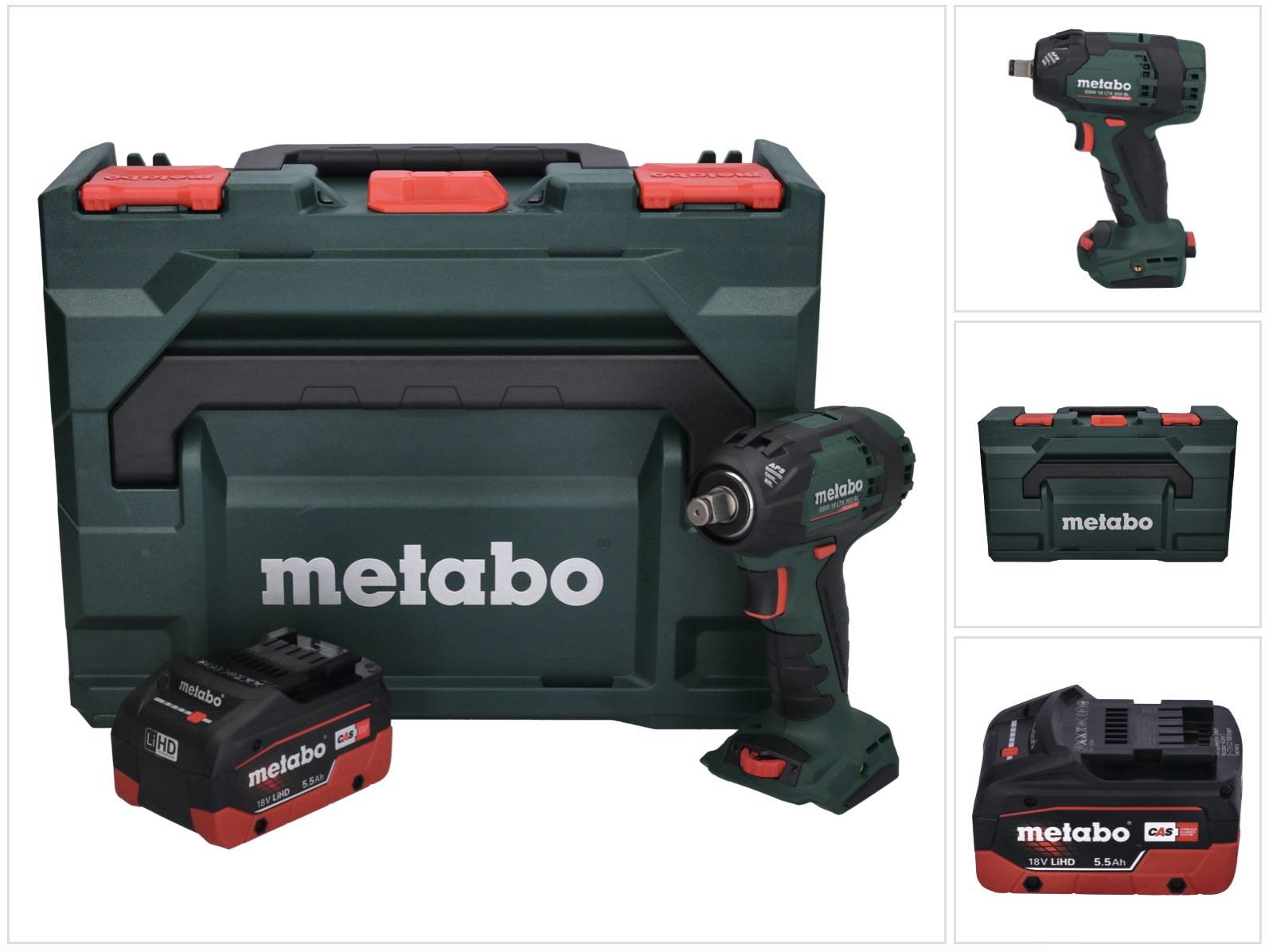 Metabo SSW 18 LTX 300 BL Akku Schlagschrauber 18 V 300 Nm 1/2" Brushless + 1x Akku 5,5 Ah + metaBOX - ohne Ladegerät-0