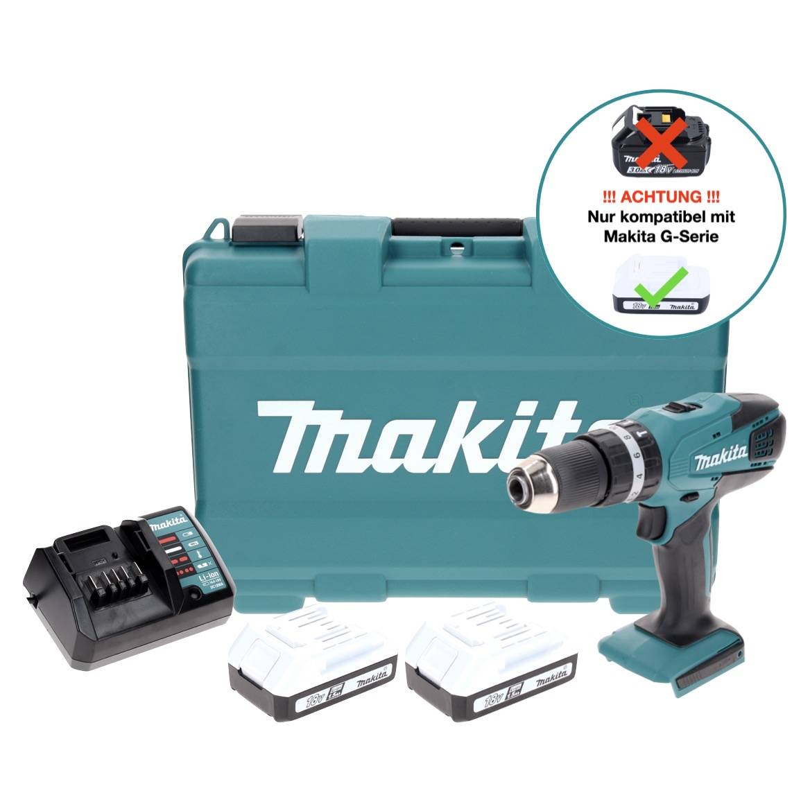Makita 2-Gang-Akku-Schlagbohrschrauber inkl. 2. Akku, inkl. Koffer-1