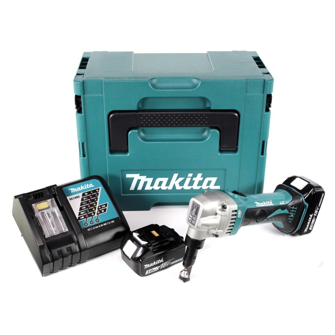 Makita DJN 161 RFJ 18V Akku Knabber Schere + 2x Akku 3,0Ah + Schnellladegerät + Makpac-1