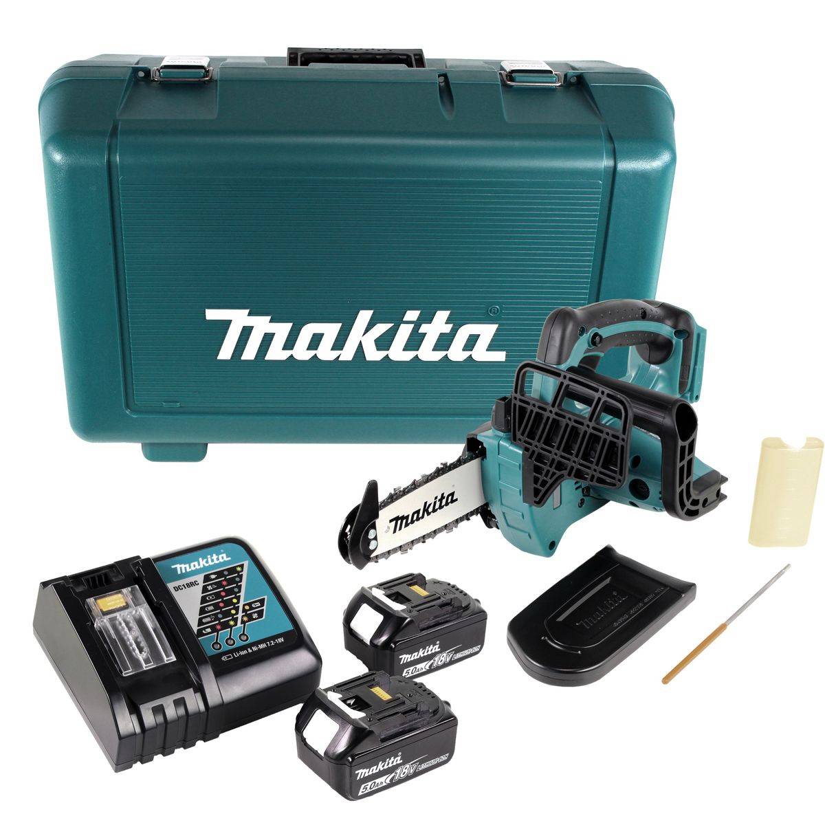 Makita DUC 122 RTE Akku Kettensäge 18V 1/4" 115mm + 2x Akku 5,0Ah + Ladegerät + Koffer-1