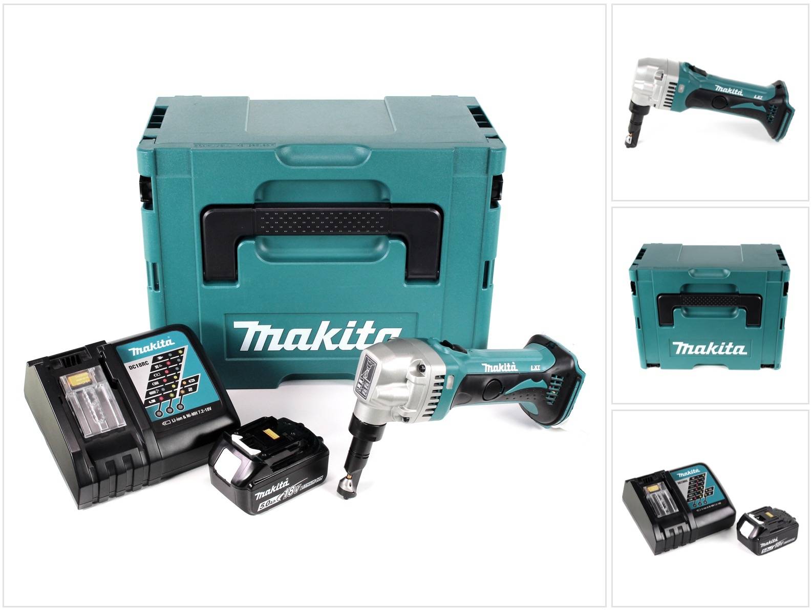 Makita DJN 161 RT1J 18V Akku Knabber Schere + 1x Akku 5,0Ah + Schnellladegerät + Makpac-0