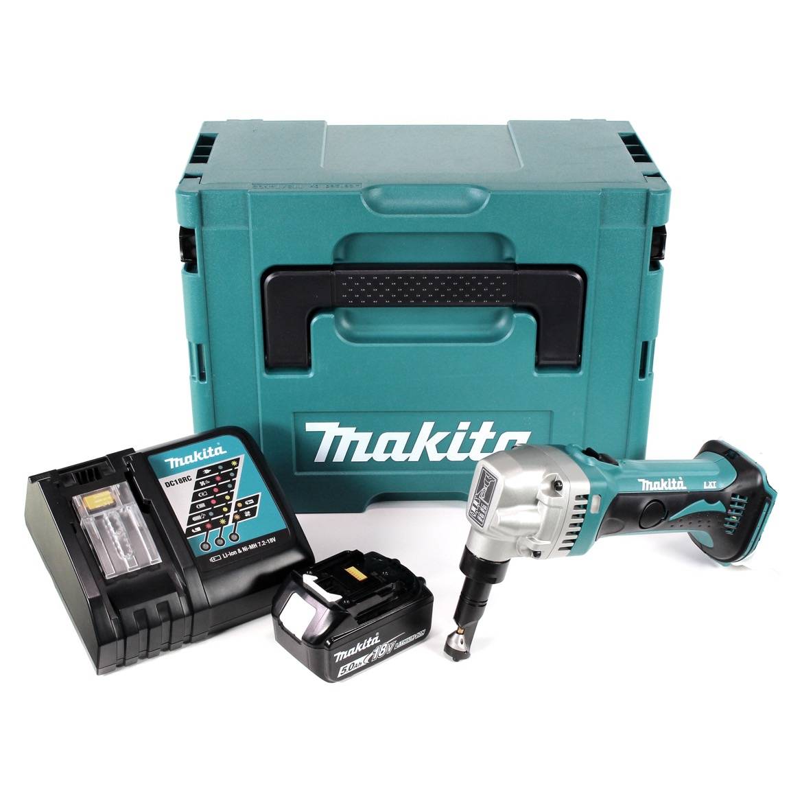Makita DJN 161 RT1J 18V Akku Knabber Schere + 1x Akku 5,0Ah + Schnellladegerät + Makpac-1